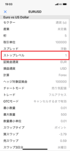 FXGTのストップレベル メタトレーダー（アプリ）からの確認方法 詳細画面