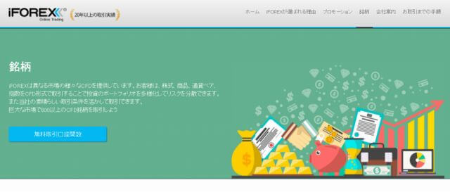 海外FX iFOREX（アイフォレックス）の取扱商品