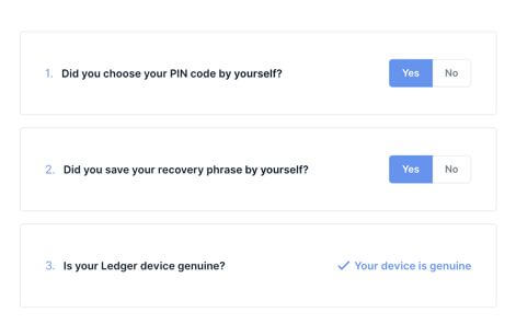 Ledger Liveの初期設定 Your device is genuine（デバイスは正規品です）と表示されるので、Continueをクリック
