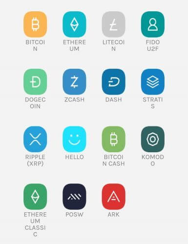 Ledger Nano S(レジャーナノS)の対応通貨